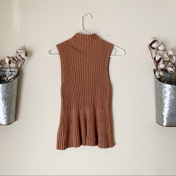 Anthropologie Moth Sleeveless Ribbed Mock Neck Top - Picture 4 of 8